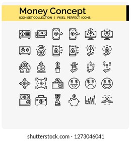 money concept icons design ,pixel perfect 64x64 vector for web and ui 