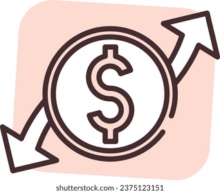 Money concept, illustration or icon, vector on white background.