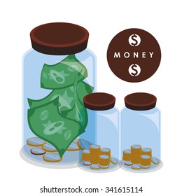 Money concept with investments icons design, vector illustration 10 eps graphic.