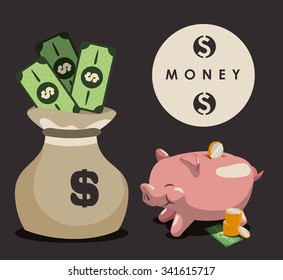 Money concept with investments icons design, vector illustration 10 eps graphic.