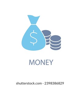 Icono de línea de concepto de dinero. Ilustración de elemento simple. Diseño de símbolos de esquema de concepto de dinero.