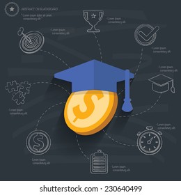 Money concept on blackboard background,vector