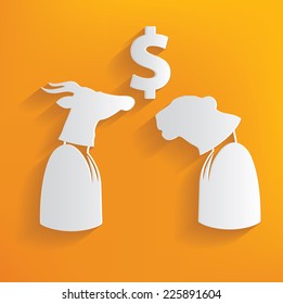 Money concept on yellow background,clean vector