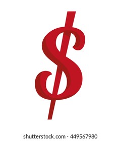 Money concept represented by red sign icon. Isolated and flat illustration 