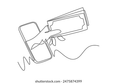 Money concept. Single line draw design vector graphic illustration.