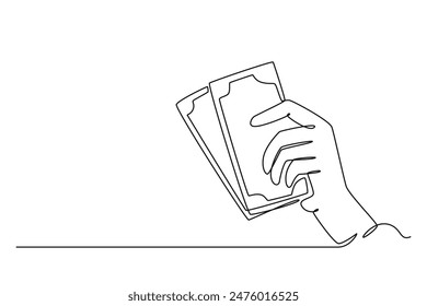 Money concept. Single line draw design vector graphic illustration.