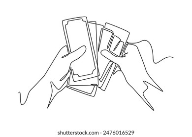 Money concept. Single line draw design vector graphic illustration.