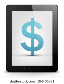 Money Concept. Tablet PC Isolated on White Background. Vector EPS 10.