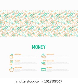 Money concept with thin line icons