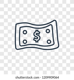 Money concept vector linear icon isolated on transparent background, Money concept transparency concept in outline style