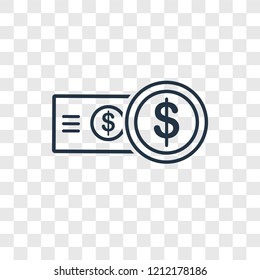 Money concept vector linear icon isolated on transparent background, Money concept transparency concept in outline style