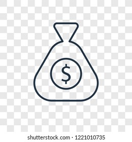 Money concept vector linear icon isolated on transparent background, Money concept transparency concept in outline style