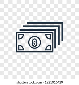 Money concept vector linear icon isolated on transparent background, Money concept transparency concept in outline style