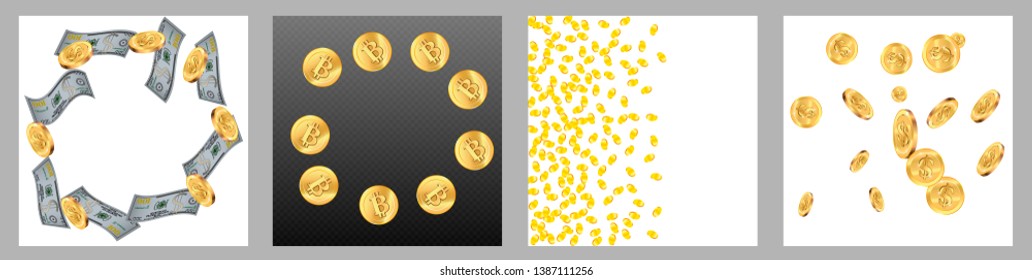 Money confetti. Money are falling down. Money rain. Vector illustration
