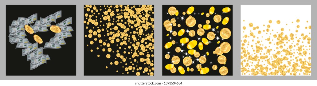 Money confetti. Money are falling down. Money rain. Vector illustration