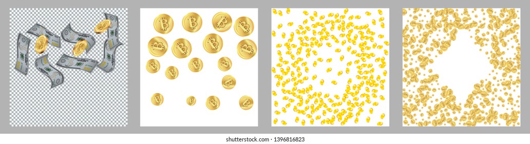 Money confetti. Money are falling down. Money rain. Vector illustration