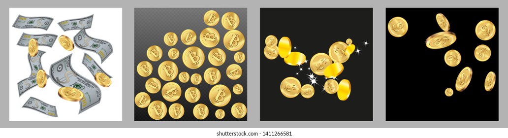 Money confetti. Money are falling down. Money rain. Vector illustration
