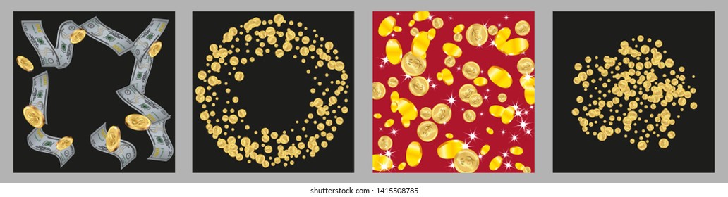 Money confetti. Money are falling down. Money rain. Vector illustration