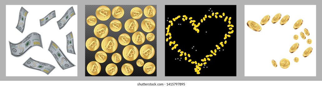 Money confetti. Money are falling down. Money rain. Vector illustration