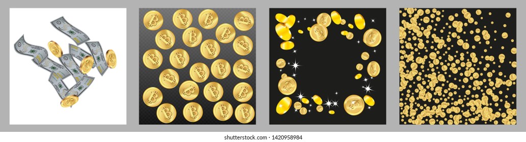 Money confetti. Money are falling down. Money rain. Vector illustration