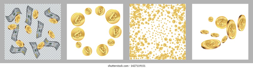 Money confetti. Money are falling down. Money rain. Vector illustration