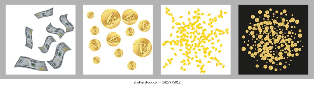 Money confetti. Money are falling down. Money rain. Vector illustration