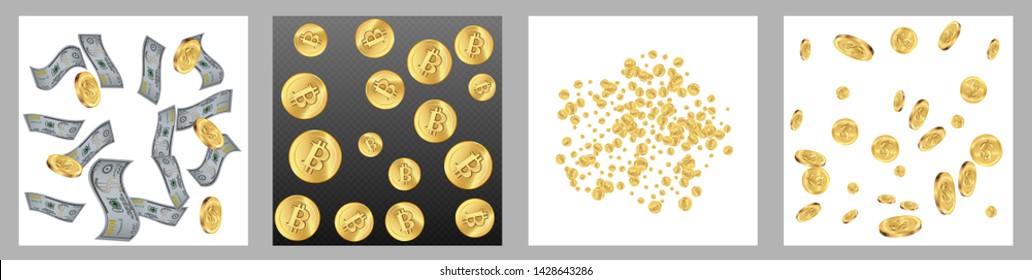 Money confetti. Money are falling down. Money rain. Vector illustration