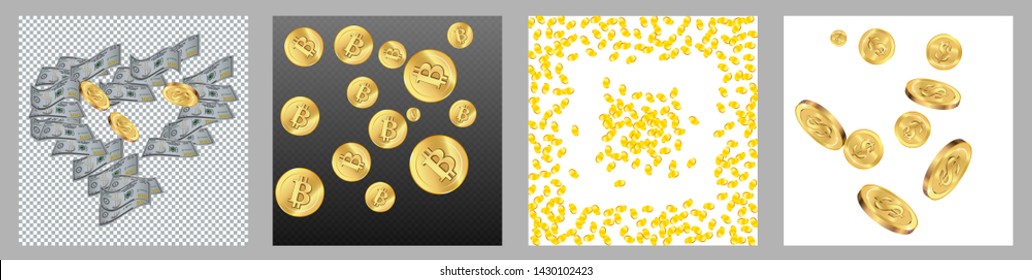 Money confetti. Money are falling down. Money rain. Vector illustration
