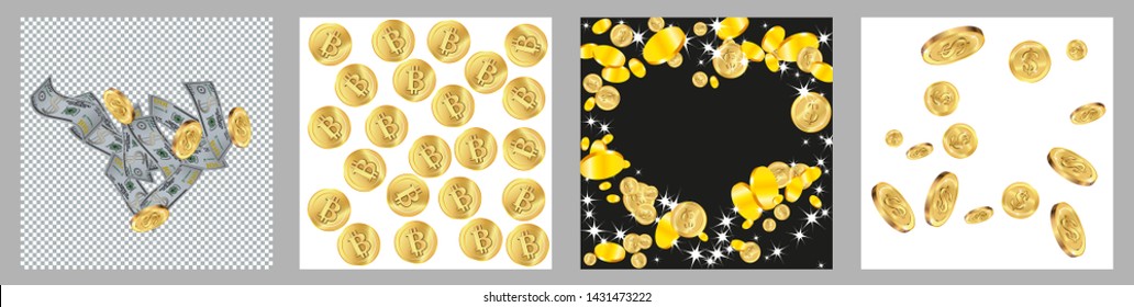 Money confetti. Money are falling down. Money rain. Vector illustration