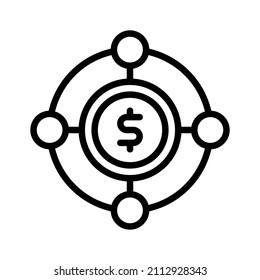 Money connection icon. Outline style. Vector. Isolate on white background.