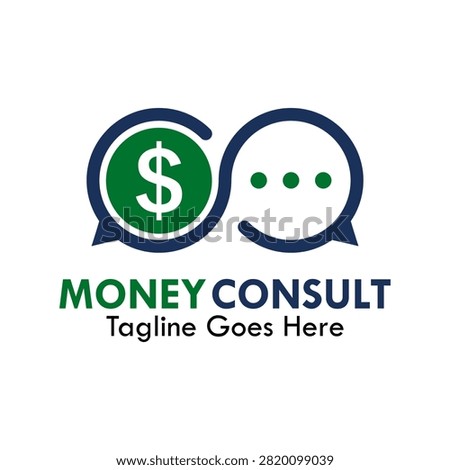 Money consult logo combining dollar chat bubble and infinity conversation icon, ideal for financial advisor and investment chat.