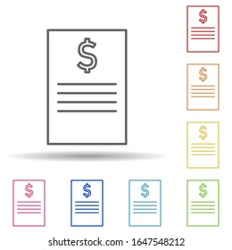 Money contract in multi color style icon. Simple thin line, outline vector of mobile banking icons for ui and ux, website or mobile application