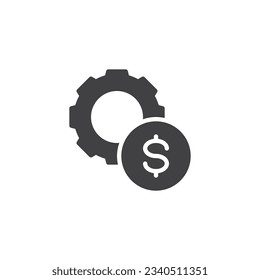 Money control vector icon. Money gear filled flat sign for mobile concept and web design. Finance management glyph icon. Symbol, logo illustration. Vector graphics