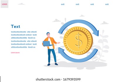 Money convert concept. online course about money. Vector illustration for web banner, infographics, mobile