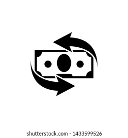 Money Convert, Financial Services, Cash Back. Flat Vector Icon illustration. Simple black symbol on white background. Money, Financial Cash Back sign design template for web and mobile UI element