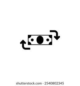 Money Convert, Financial Services, Cash Back Solid Flat Vector Icon Isolated on White Background.
