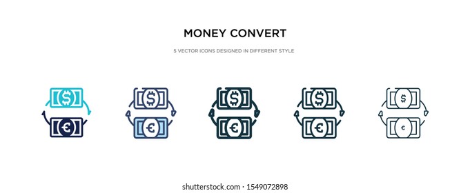 money convert icon in different style vector illustration. two colored and black money convert vector icons designed in filled, outline, line and stroke style can be used for web, mobile, ui