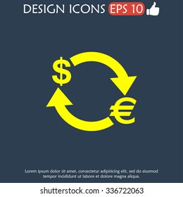 Money convert icon. Euro Dollar. Flat design style 