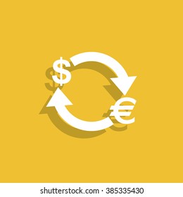 Money convert icon. Euro Dollar. Flat design style 
