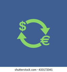 Money convert icon. Euro Dollar. Flat design style