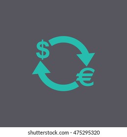 Money convert icon. Euro Dollar. Flat design style