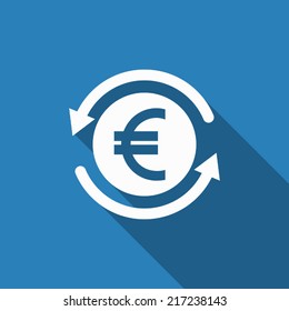 money convert icon with long shadow