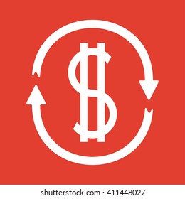 Money Convert icon on red background.