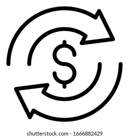 Money convert icon. Outline money convert vector icon for web design isolated on white background
