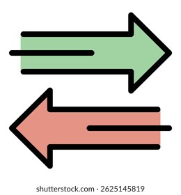 Icono de conversión de dinero. Convertir dinero en contorno de Vector icono de color plano aislado