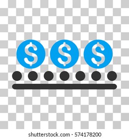 Money Conveyor icon. Vector illustration style is flat iconic bicolor symbol, blue and gray colors, transparent background. Designed for web and software interfaces.