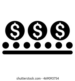 Money Conveyor icon. Vector style is flat iconic symbol with rounded angles, black color, white background.