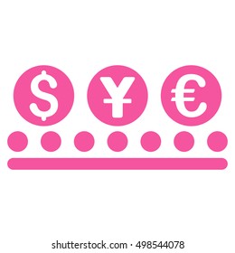 Money Conveyor icon. Vector style is flat iconic symbol, pink color, white background.