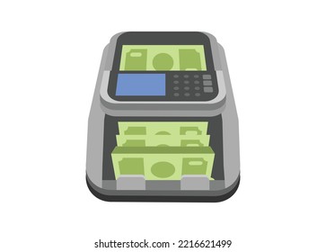 Money Counter Machine. Simple Flat Illustration.