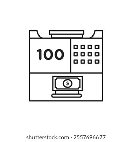 Money counting machine icon Isolated flat vector in outline